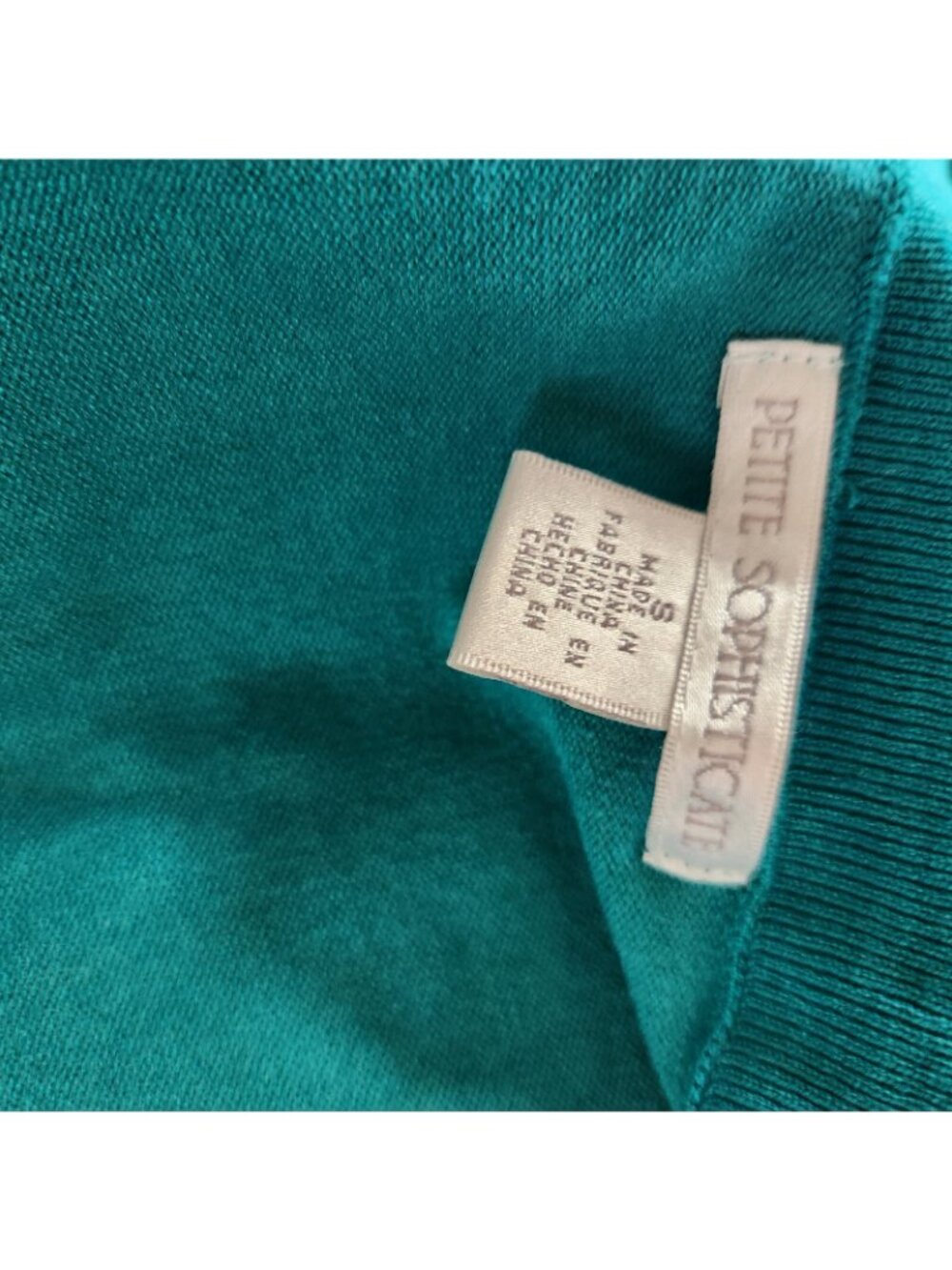 Petite Sophisticate Green SMALL Button Silk Blend Knit Shrug Sweater Womens USED - Picture 5 of 5